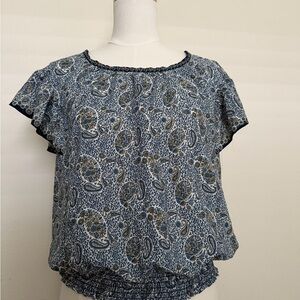 Max Studio Blue Paisley Top